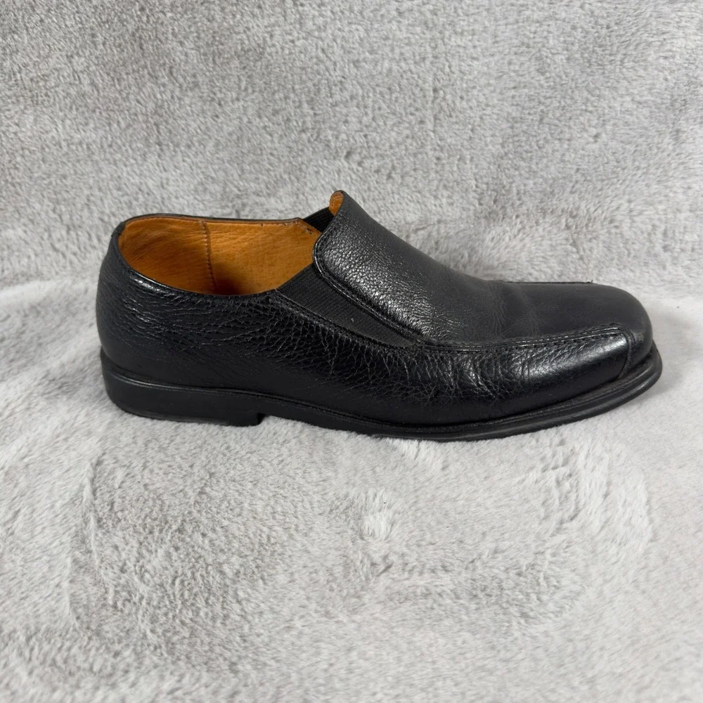 Sandro Moschino Black Leather Square Toe Slip On Loafer Shoes Men‎ 10D